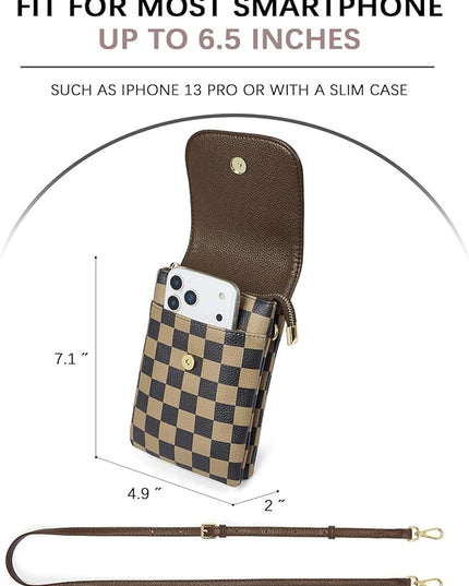 BOSTANTEN Vegan Leather Small Crossbody Bags for Women Designer Cell Phone Bag Wallet Purses Adjustable Strap