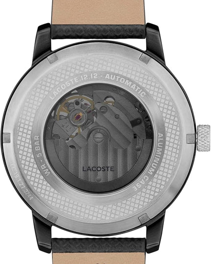 Lacoste.12.12 Men's Automatic Watch - Sporty Leather Strap - Water Resistant up to 5ATM/50 Meters - Self-Winding - Premium Fashion Timepiece - Gift for Him - 44mm