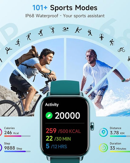 Smart Watch for Women Android iPhone, Alexa Built-in, 1.8" Smartwatch with Heart Rate/SpO2/Sleep Monitor, IP68 Waterproof Activity Fitness Tracker with Bluetooth Call, 100+ Sport Mode, DarkGreen