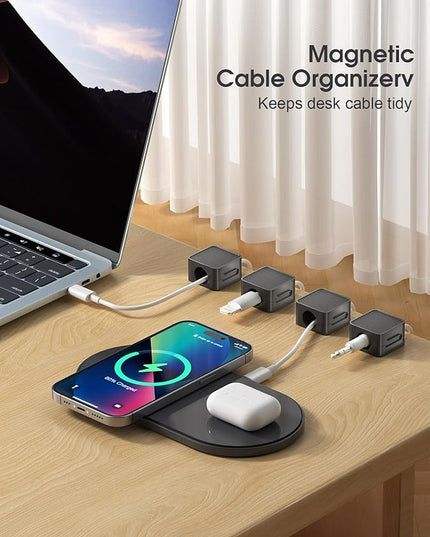 20 Pack Cord Organizer Holder, Strong Adhesive Desk Cable Management Magnetic Easy Open,Organize Phone Charging Cords Wire Holder Organizer Neatly for Home,Office,Car,Desk,Nightstand