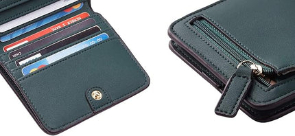 Toughergun Women’s Small Slim Leather Wallet with RFID Protection, Compact Bifold Mini Purse with Clear ID Window