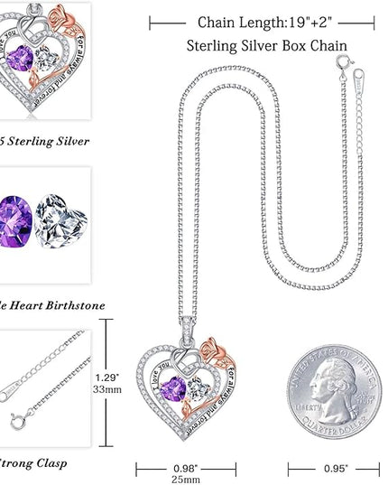 Iefil Christmas Gifts for Wife Women - 925 Sterling Silver Double Birthstone Necklace, Anniversary Birthday Gifts for Women, Jewelry Gift for Wife Girlfriend Mom Her