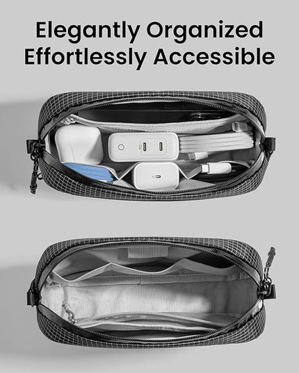 tomtoc Electronics Organizer Travel Case Performance, Water Resistant Bag Cable Tech Pouch Accessories, Carry Storage for Cord, Phone, Cables, Airpods, USB Flash Drive, Daily Items