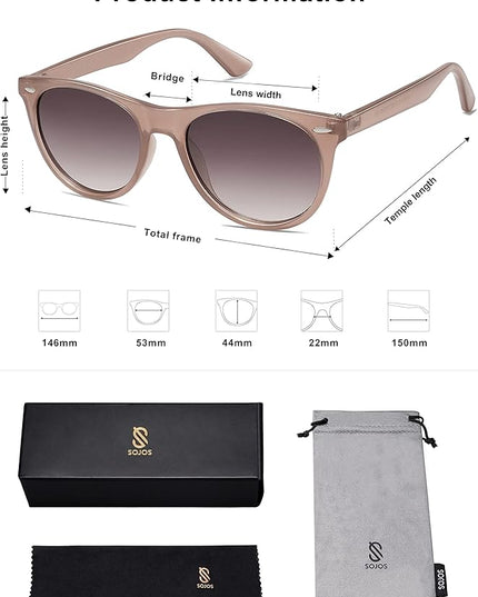 SOJOS Classic Polarized Sunglasses for Women Men Small UV400 Lenses SJ2076