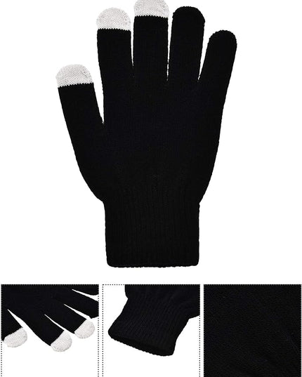 Pangda 12 Pairs Winter Touch Screen Gloves for Men Women Stretch Knitted Texting Gloves Warm Windproof Solid Color Mittens
