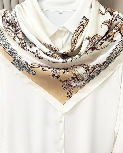 Julunar Silk Like Head Scarf for Women - Satin Large Hair Scarves - 35" Square Silk Hair Wrap for Sleeping with Gift Packed