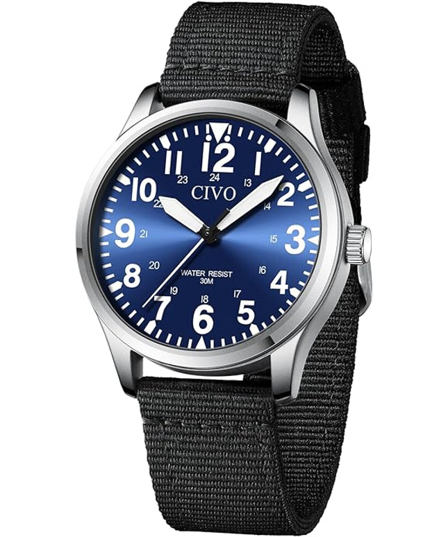 CIVO Analog Wrist Watches for Men: Waterproof Stainless Steel Mens Watches - Silver Watch with Easy Read Dial Men's Watch for Gift