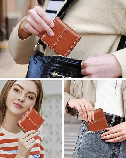 TFKGS Slim Wallet for Women RFID Wallet Women Small Wallets Woman Thin Credit Card Holder RFID womens wallet Blocking Bifold Compact Pocket Ladies Leather Brown Mini Purse