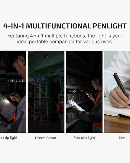 OLIGHT O'Pen 3 EDC Pen Light,120 Lumens with Green Beam, Red and White, USB-C Rechargeable LED Flashlight for Office, Writing, Presentation, Outdoor Uses, Professional Business Gift(Black)