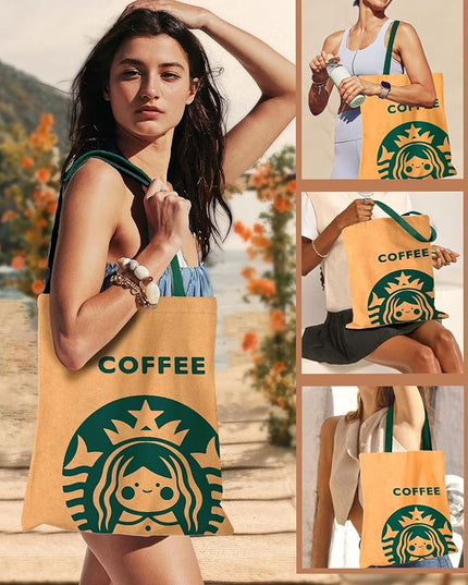 Aesthetic Canvas Tote Bag - Reusable Shoulder Tote Bag for Women Lady Casual Vacation, Shopping, Work, Gym