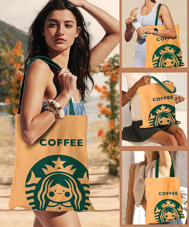 Aesthetic Canvas Tote Bag - Reusable Shoulder Tote Bag for Women Lady Casual Vacation, Shopping, Work, Gym