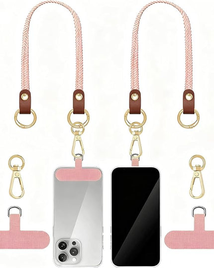 Stretchy Phone Lanyard Tether, 2 Pack Phone Leash Anti-theft Phone Strap for Anti-drop Outdoor Hiking Cycling Climbing Universal for Most Cell Phones, Pink Sands