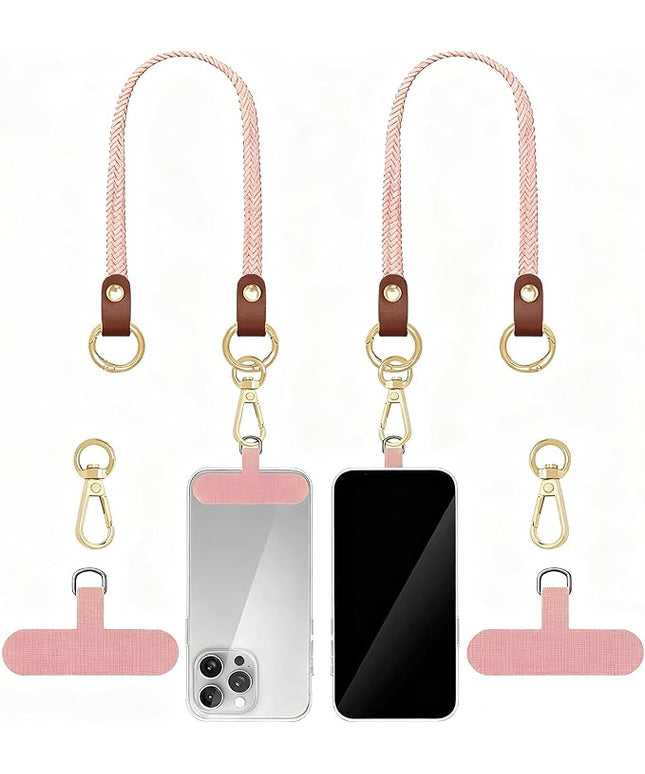 Stretchy Phone Lanyard Tether, 2 Pack Phone Leash Anti-theft Phone Strap for Anti-drop Outdoor Hiking Cycling Climbing Universal for Most Cell Phones, Pink Sands
