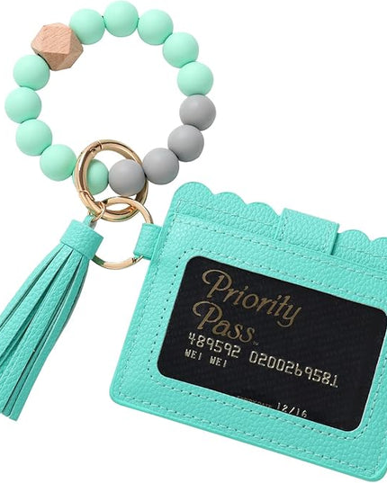 Wristlet Keychain for Women Silicone Key Ring Bracelet Wristlet Wallet Bracelet Keychain Card Holder Keyring