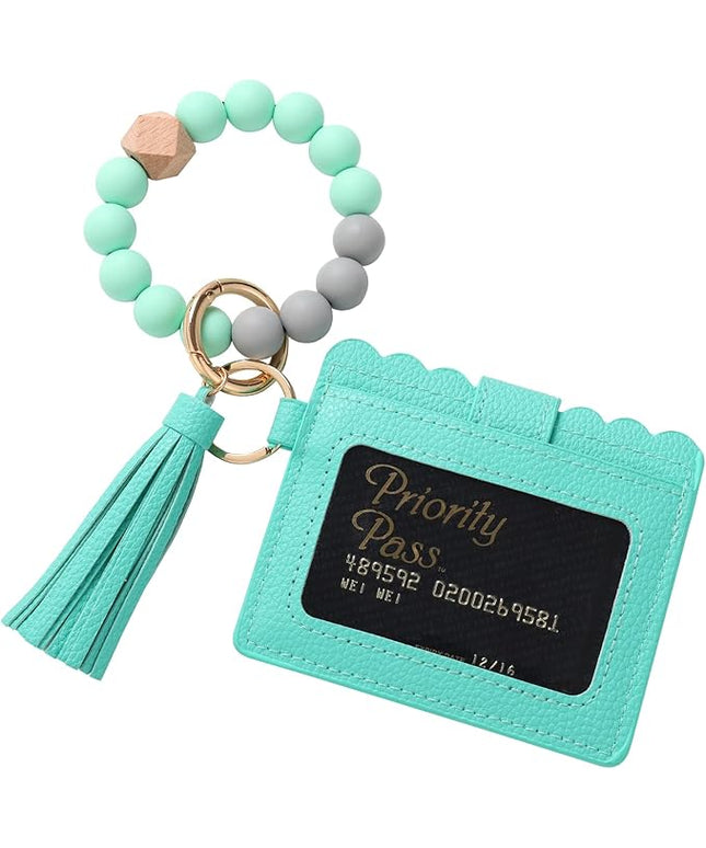 Wristlet Keychain for Women Silicone Key Ring Bracelet Wristlet Wallet Bracelet Keychain Card Holder Keyring