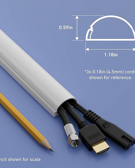 D-Line 157in Cord Cover Kit, Self-Adhesive Wire Hiders, Paintable Cable Raceway to Hide Wires on Wall, Electrical Cable Management - 10x 15.7 Lengths & 19 Accessories - 1.18" (W) x 0.59" (H) - White
