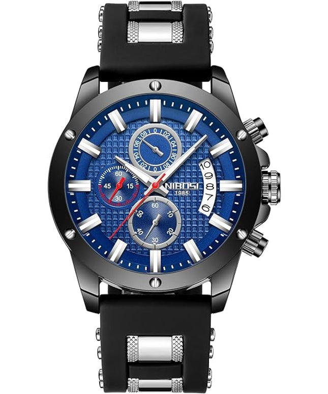 NIBOSI Watches for Men Waterproof Chronograph Mens Watches Analog Quartz Big Face Classic Stylish Fashion Casual Designer Luminous Waterproof Business Work Wrist Watch Elegant Gift for Men