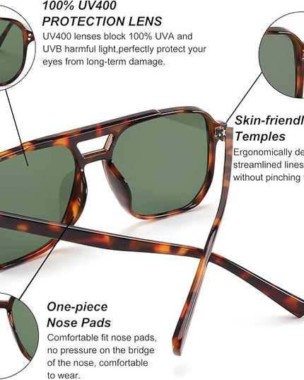 FEISEDY Retro Square Aviator Sunglasses Women Men 70s Vintage Trendy Plastic Frame Sun Glasses B2835