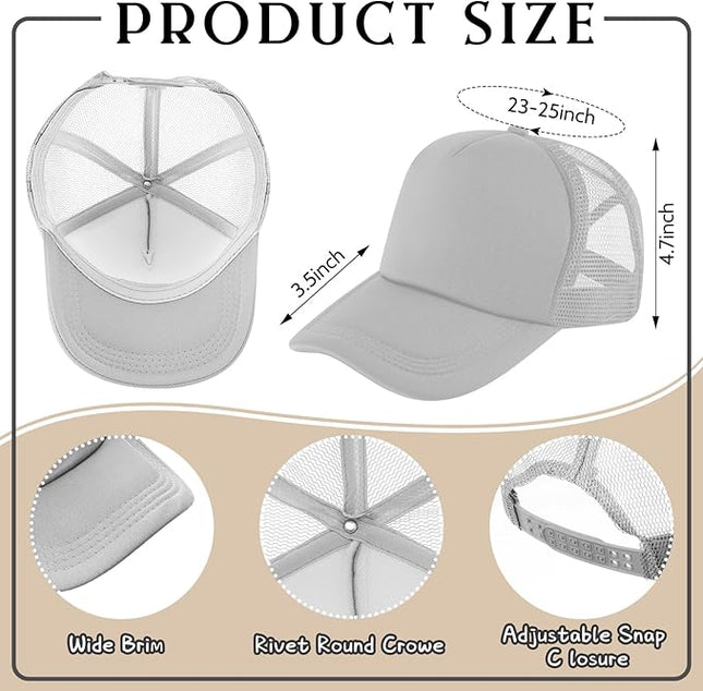 Hercicy 40 Pack Sublimation Blank Trucker Hat Bulk Baseball Cap Adjustable Mesh Unisex Polyester Hat Heat Transfer