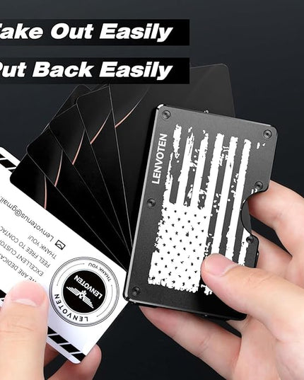 Lenvoten Extra Durable Hinged Minimalist Wallet for Men | Slim Metal RFID Blocking Wallet | Credit Card Holder & Money Clip Holds 20 Cards | Premium Scratch-Resistant Finish | Ideal Gift for Men