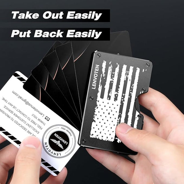 Lenvoten Extra Durable Hinged Minimalist Wallet for Men | Slim Metal RFID Blocking Wallet | Credit Card Holder & Money Clip Holds 20 Cards | Premium Scratch-Resistant Finish | Ideal Gift for Men