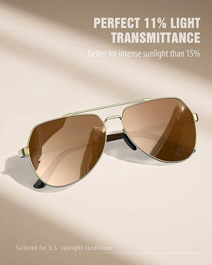 LUENX Aviator Sunglasses for Men Women Polarized New Shades Large Metal Frame - UV 400 Protection