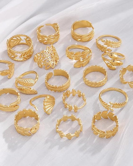 KISS WIFE Goldenen Silvery Black Kunckle Rings Set for Women, Dainty Simple Trendy Cute Stackable Finger Rings Pack, Perfect for Stacking Layering on Thumb and Knuckle, Mixed Size, Jewelry Gift