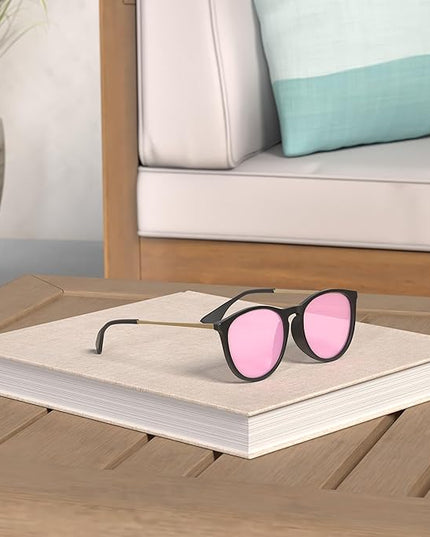 CHBP Sunglasses Womens Men Polarized UV Protection Trendy Vintage Retro Round Mirrored Lens Sunglasses For Women