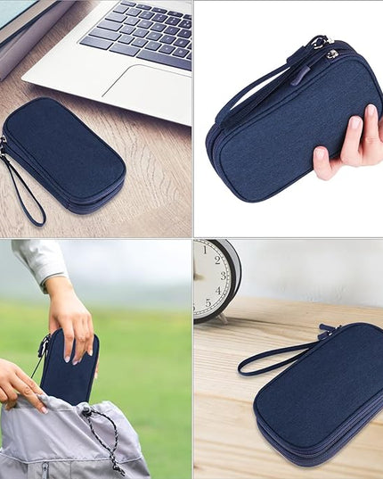 JIAKAI Travel Cable Organizer Electronics Accessories Bag for Charger, Phone, memory card,Travel Gadget Bag-Blue