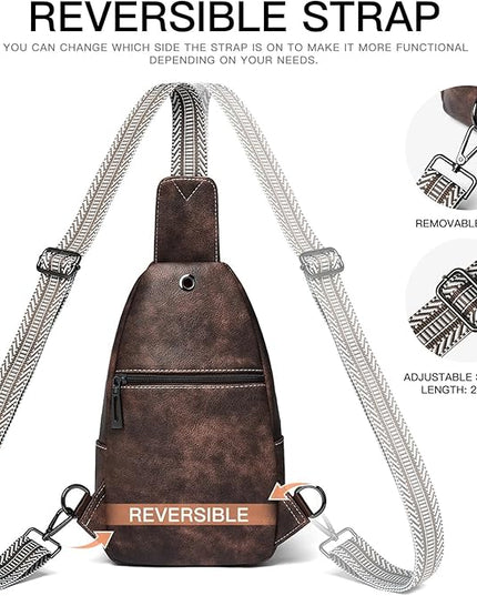 7L Sling Bag for Women Men Leather Small Sling Backpack Daypack Anti Theft Fanny Pack Crossbody Purse Travel