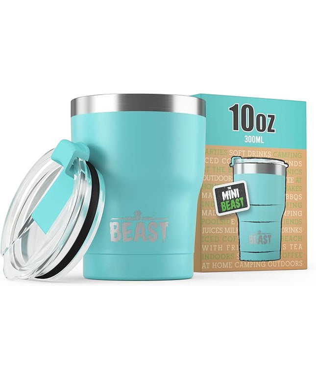 Beast 10 oz Tumbler Stainless Steel Vacuum Insulated Coffee Ice Cup Double Wall Travel Flask (Aquamarine Blue)