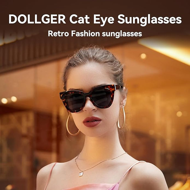 Dollger Retro Cat Eye Sunglasses Women Men Vintage Square Tortoise Shell Fashion Cateye Sunglasses