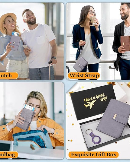 HUANLANG Passport Holder with Airtag for Women/Men, Airtag Passport Wallet for Travel Leather Passport Holder RFID Blocking,Travel Passport Walelt with Credit Card Holder