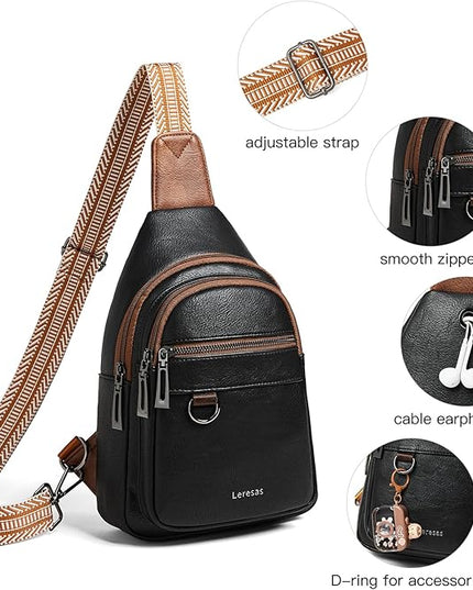 7L Sling Bag for Women Men Vegan Leather Crossbody Bags Fanny Pack Purse Backpack Over Shoulder Bag Travel Anti Theft
