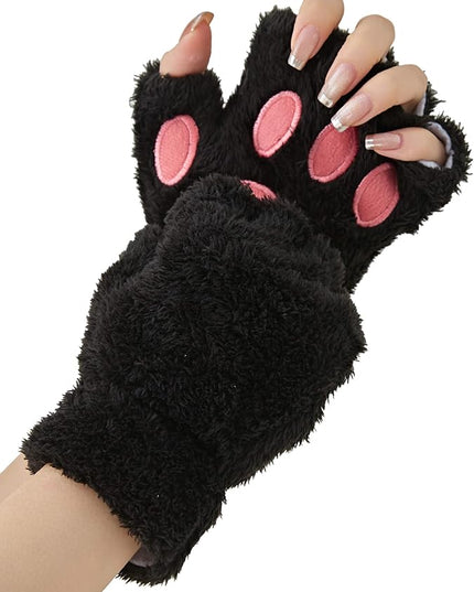 Cat Paws Gloves Fingerless Bear Furry Paw Cute Hand Gear Cosplay Costume Accessories