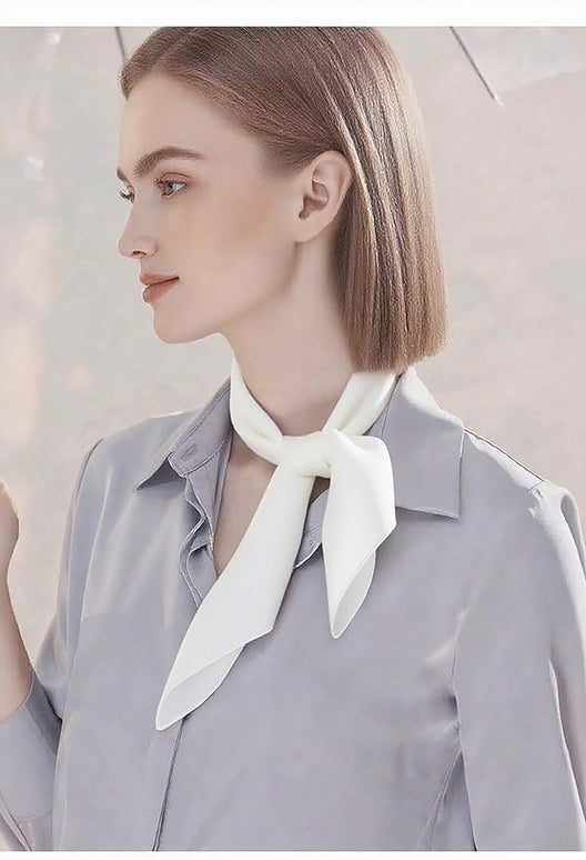 CHUNG Women's Square Satin Scarf 27.5" Bandanas Solid 50s Retro Neck Scarves Emulation Silk Handbag Hair Ribbons Necktie