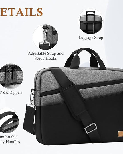 15 15.6 16 17 17.3 inch Laptop Computer PC Shoulder Bag Carrying Case, Water-Repellent Briefcase