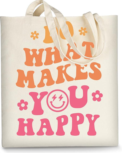 AUSVKAI Canvas Tote Bag Aesthetic for Women, Cute Reusable Cloth Cotton Bags for College Shopping Beach Grocery Trendy Gifts