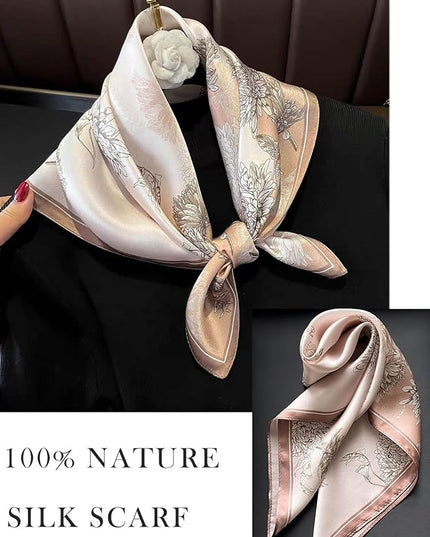 100% Mulberry Silk Scarf for Women Hair Lightweight Square Neckerchief Wrap For Head Scarves 21"