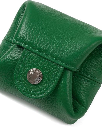 Cockatoo Genuine Leather Coin Pouch Change Holder, Mini Snap Pocket Wallet for Men Women (Hills, Large)