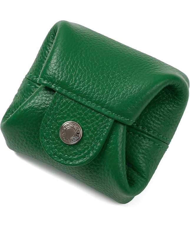 Cockatoo Genuine Leather Coin Pouch Change Holder, Mini Snap Pocket Wallet for Men Women (Hills, Large)