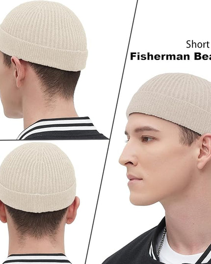 Fisherman Beanie Hats for Men Women,Wool Knit Trawler Skull Cap,Watch Cap,Spring Fall Winter Warm Short Hats