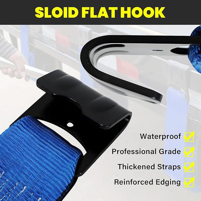 4'' x30' Winch Straps with Flat Hooks, Heavy Duty Trailer Winch Straps, 16,200 lbs Breaking Strength Flatbed Straps, 4in x 30ft Cargo Control for Flatbed Trailer, Truck, Utility Trailer(4 Pack)