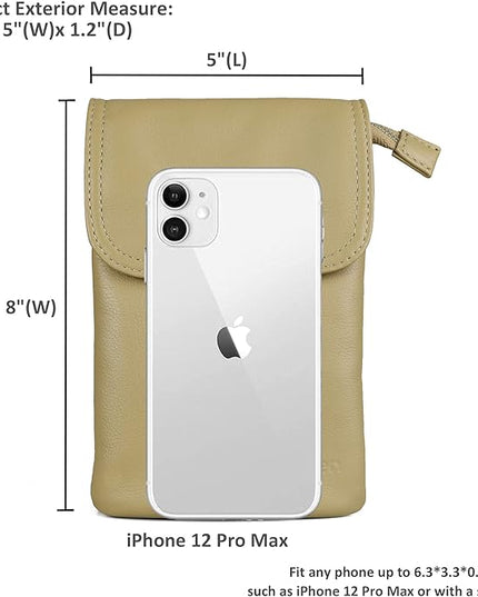 befen Genuine Leather Small Crossbody Bags for Women Cell Phone Bag Cross Body Purses,Silver Zipper