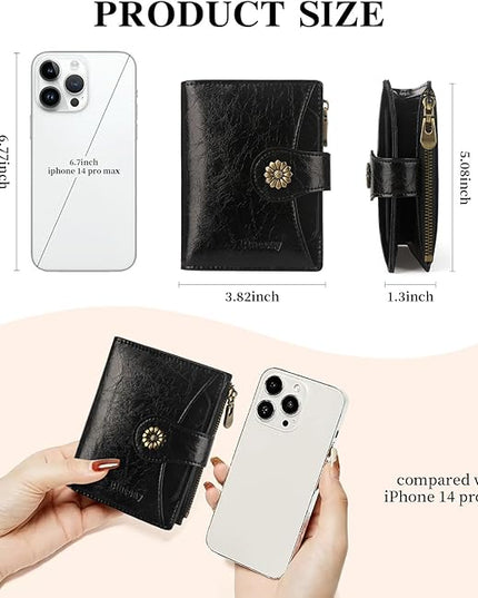 Blucoay Womens Wallet,RFID Blocking Wallet Women Soft Leather Bifold Small Wallets For Women Card Holder With Removable ID Window(black)