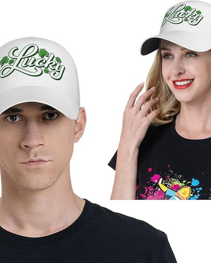 St. Patrick's Day Lucky Shamrock Hat Adjustable Irish Green Clover Baseball Cap Trucker Hat for Men Women