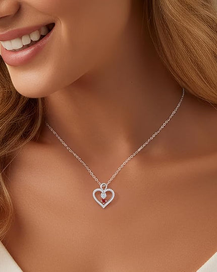 LOUISA SECRET Infinity Double Birthstone Necklace, 925 Sterling Silver Tiny Pendant Heart Necklace for Women Wife Her, Best Jewelry Gift Heart Jewelry Meaningful Gift for Valentine's Day, Christmas, Birthday Anniversary