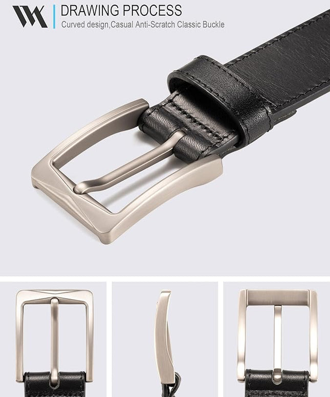 WOLFANT Men's 35mm Dress Casual Belt,100% Italian Full Grain Real Solid Leather