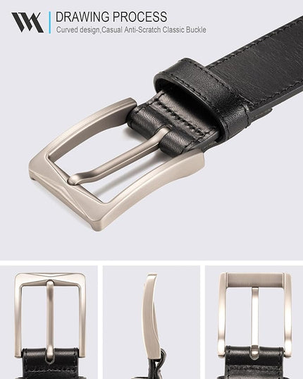 WOLFANT Men's 35mm Dress Casual Belt,100% Italian Full Grain Real Solid Leather