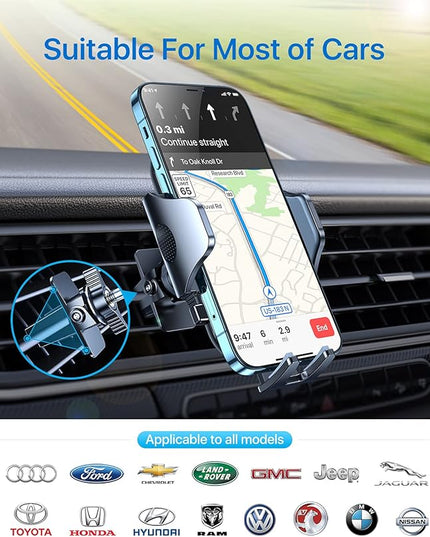 andobil 2026 Upgraded Car Phone Holder Mount for Vent, Military Sturdy Metal Clip Air Vent Phone Holder for Your Car Easy Used Cell Phone Car Mount for iPhone 17 Pro Max 15 14 13 Samsung S25 S24